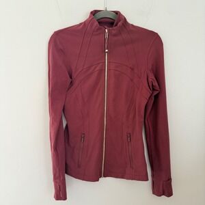 Lululemon Define Jacket mulled wine Luon Gold Zipper Size 6 Mock Neck Full Zip